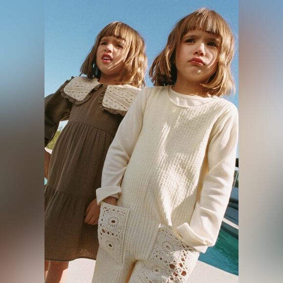 Zara Long Jumpsuit with Crocheted Pockets 6Y NWT - Picture 3 of 6